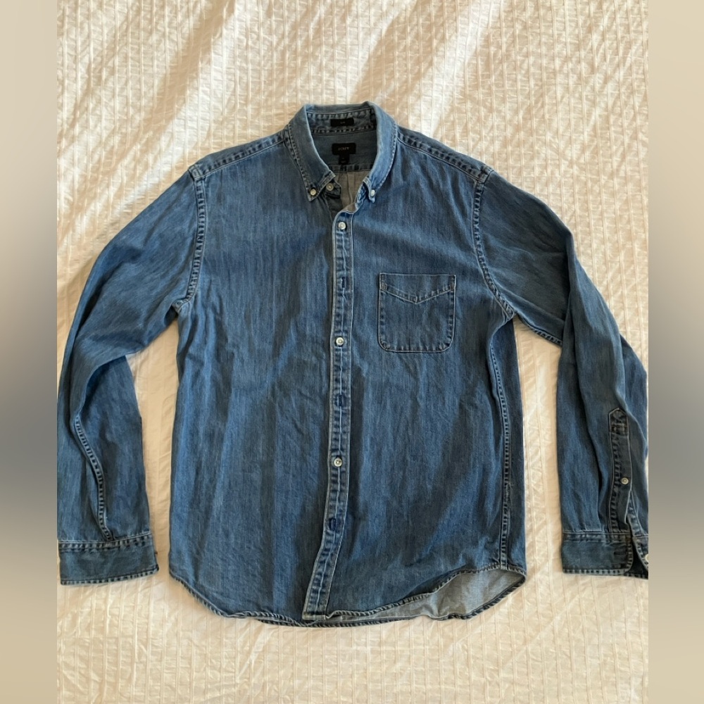 J Crew Shirt Men's large denim slim button down